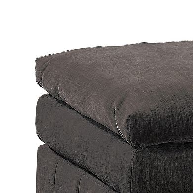 Luna 33 Inch Modular Ottoman, Three Layer Plush Cushioned Seat, Dark Gray