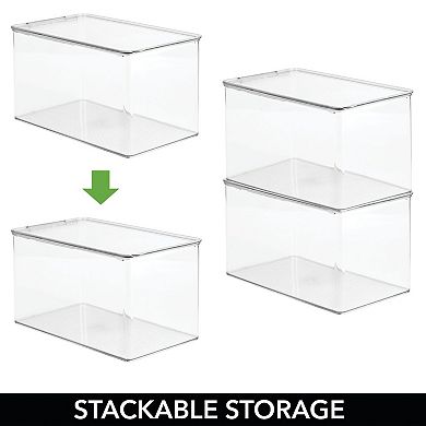 mDesign Plastic Stackable Toy Storage Container Box, Hinge Lid, 12.75" x 7.25" x 7" - 4 Pack