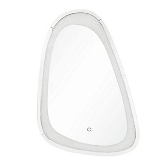 Irregular Beveled Wall Mirror with Touch Led, Silver