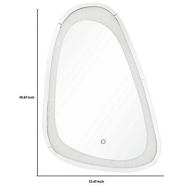 Irregular Beveled Wall Mirror with Touch Led, Silver