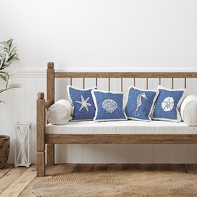 Stupell Home Decor Various Seashells Blue Beach Line Patterns Throw Pillow