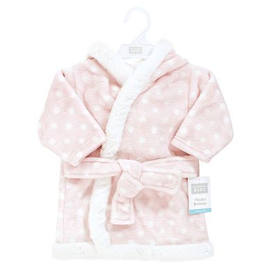 Infant Girl Plush Animal Face Bathrobe, Pink Polka Dot, 0-9 Months