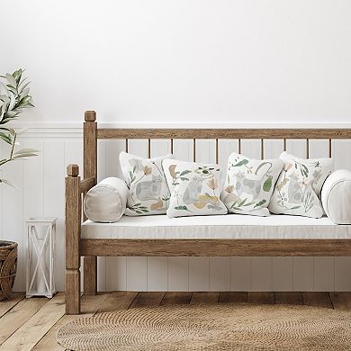 Stupell Home Decor Casual Grey Spotted Cats Varied Botanical Sprigs Throw Pillow