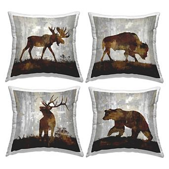 Stupell Home Decor Rustic Forest Animals Brown Silhouette Shapes Throw Pillow