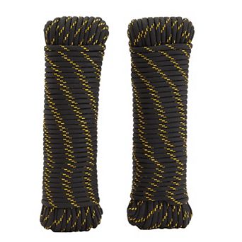 2 Pack 1/4 Inch x 100 Ft Braided Nylon Rope for Knot Tying Practice, Camping, Boats, Trailer Tie Down, Pinata