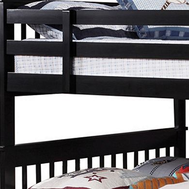 Mission Style Full over Full Bunk Bed with Attached Ladder, Black