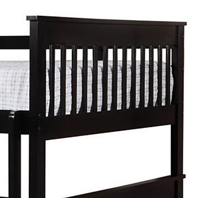 Mission Style Full over Full Bunk Bed with Attached Ladder, Black