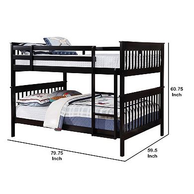 Mission Style Full over Full Bunk Bed with Attached Ladder, Black