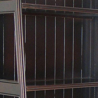 4 Tier Foldable Shelf Display Stand with Plank Style Back, Brown