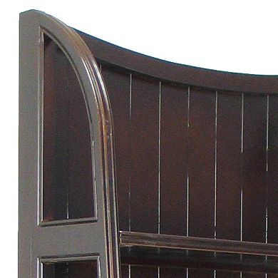 4 Tier Foldable Shelf Display Stand with Plank Style Back, Brown