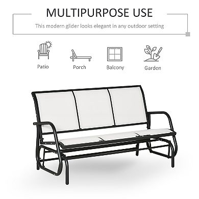 3-seat Metal Glider Bench Chair Patio Rocker Heavy-duty Outdoor Garden Patio