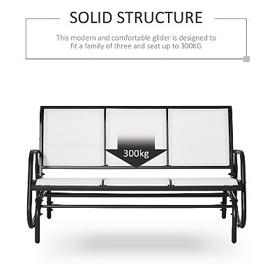 3-seat Metal Glider Bench Chair Patio Rocker Heavy-duty Outdoor Garden Patio