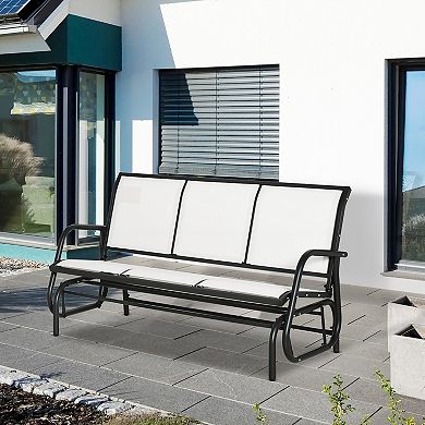 3-seat Metal Glider Bench Chair Patio Rocker Heavy-duty Outdoor Garden Patio