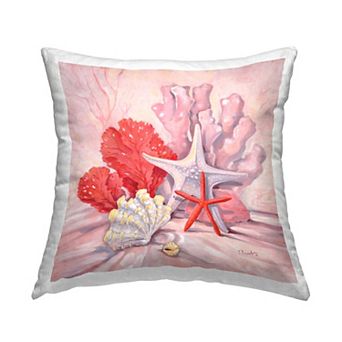 Stupell Home Decor Pink Red Starfish Mixed Sea Life Throw Pillow