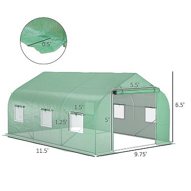 Outsunny 11.4' x 9.8' x 6.8' Outdoor Walk-In Tunnel Greenhouse Hot House