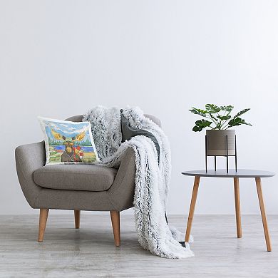 Stupell Home Decor Lake Lifeguard Moose Wildlife Camping Canoes Throw Pillow