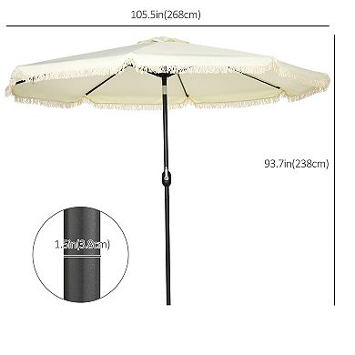 Outsunny 9ft Patio Umbrella with Tilt, Ruffled Outdoor Umbrella, Cream