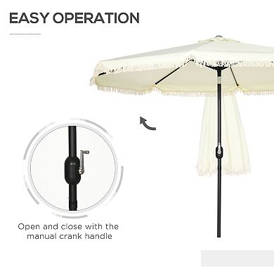 Outsunny 9ft Patio Umbrella with Tilt, Ruffled Outdoor Umbrella, Cream