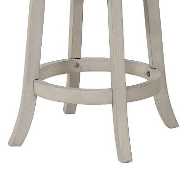 Curved X Shaped Back Swivel Counter Stool with Fabric Padded Seating, Antique White