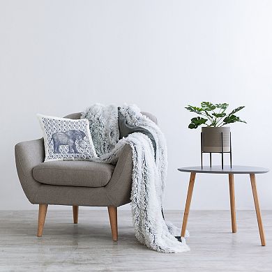 Stupell Home Decor Blue Elephant Geometric Diamond Pattern Throw Pillow