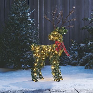 NOMA Pre Lit Outdoor Winter Garden Deer Christmas Holiday Lawn Decoration, Green