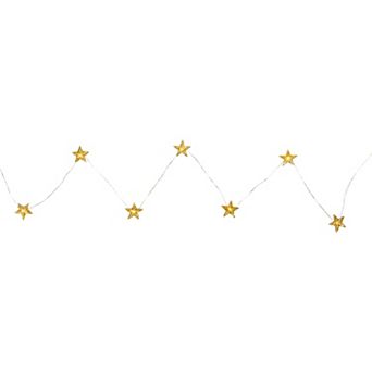 10-Count LED Gold Star Christmas Fairy Lights 5.25ft Copper Wire