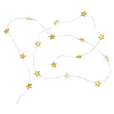 10-Count LED Gold Star Christmas Fairy Lights 5.25ft Copper Wire