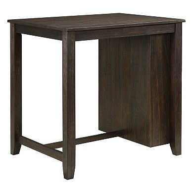 Wooden 3 Piece Counter Set with USB Plugin and Panel Back Chair, Brown