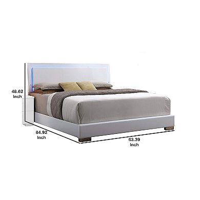 Contemporary Style Queen Size Wooden Panel Bed with Headboard, White