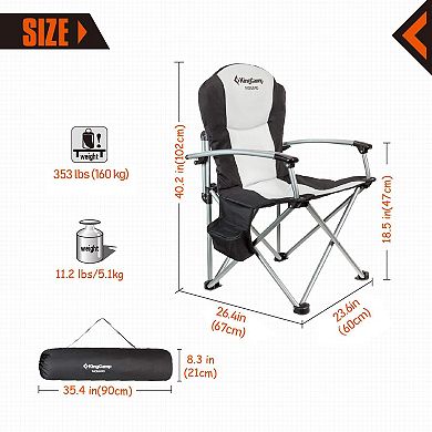 KingCamp Heavy Duty Steel Padded Camping Director Folding Chair with Cooler Bag