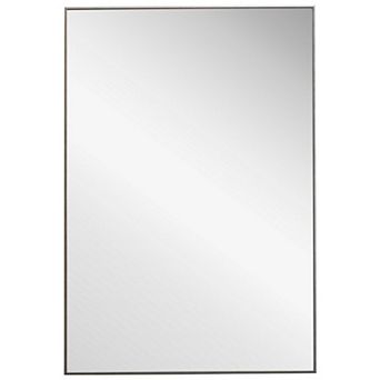 Rectangular Thin Wooden Frame Mirror, Silver