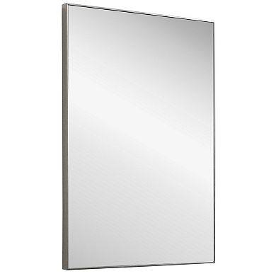 Rectangular Thin Wooden Frame Mirror, Silver