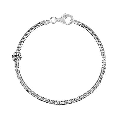 Individuality Beads Sterling Silver Snake Chain Bracelet Stopper Bead Set 7 1 2 in