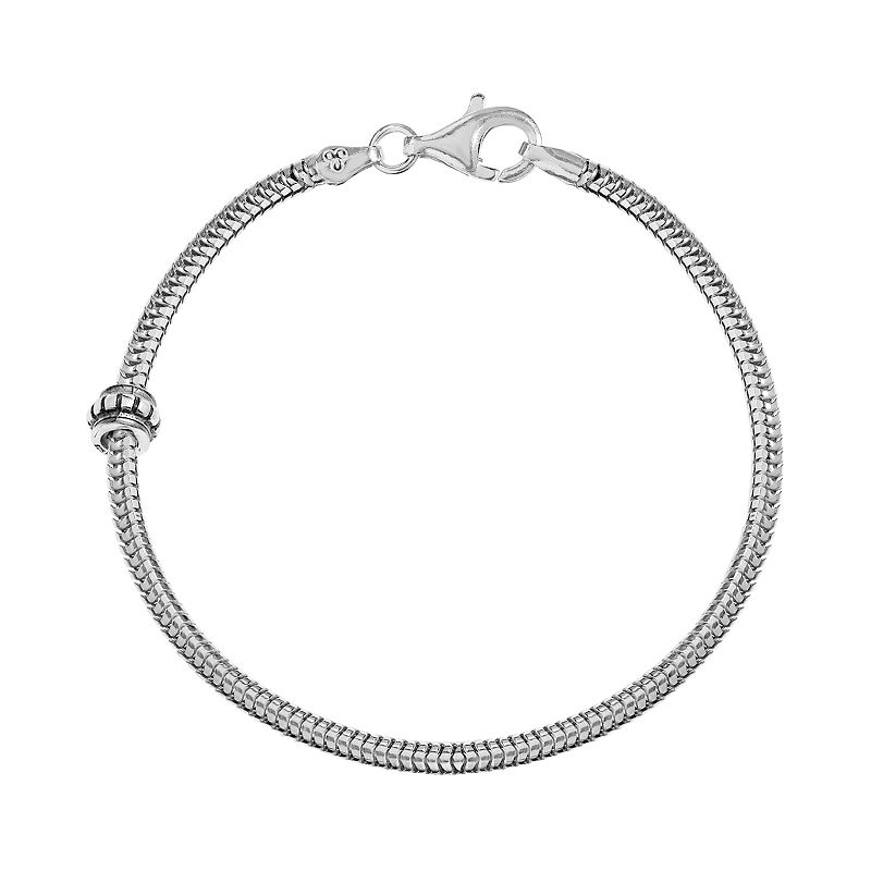 Individuality Beads Sterling Silver Snake Chain Bracelet and Stopper Bead 