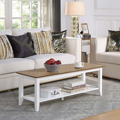 Convenience Concepts American Heritage Coffee Table with Shelf, Driftwood/White