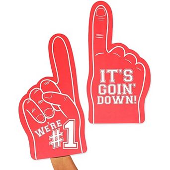 2 Pack Red Foam Finger #1 for Sports Events, We're Number 1, It's Going Down (17.5 In)