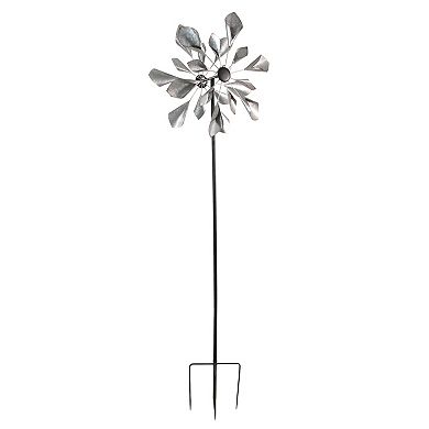 10" Silver Rustic Petal Blades Farmhouse Windmill Outdoor Patio Garden Decor