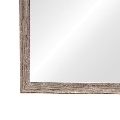 Mirror with Rectangle Wooden Frame and Washed Look, Brown
