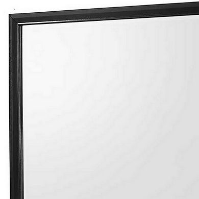 Rectangular Wooden Frame Dresser Top Mirror, Black and Silver