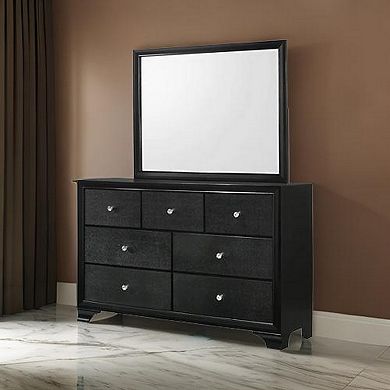 Rectangular Wooden Frame Dresser Top Mirror, Black and Silver