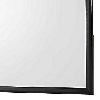 Rectangular Wooden Frame Dresser Top Mirror, Black and Silver