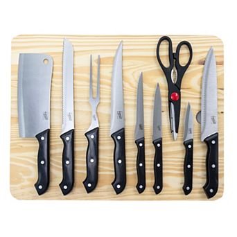 Gibson Home Wildcraft 10 pc Cutlery Set with Wooden Cutting Board