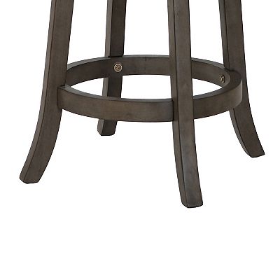 Curved Lattice Back Swivel Counter Stool with Fabric Seat, Antique Gray