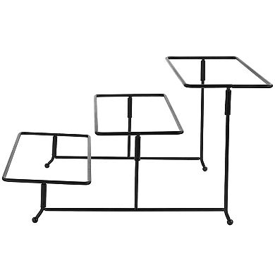 Gibson Home Crenshaw Hand Painted Stoneware 3-Tier Serving Set with Metal Rack