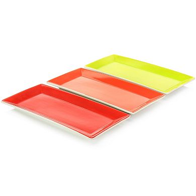 Gibson Home Crenshaw Hand Painted Stoneware 3-Tier Serving Set with Metal Rack