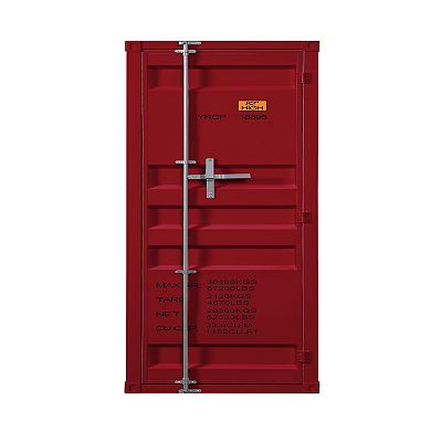 Single Door Wardrobe with Double Storage Compartment and Cremone Bolt, Red