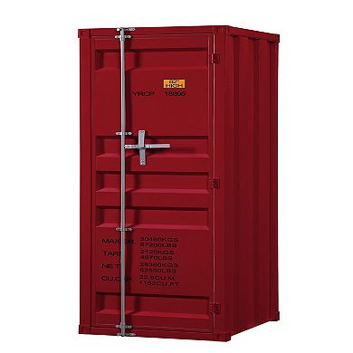 Single Door Wardrobe with Double Storage Compartment and Cremone Bolt, Red