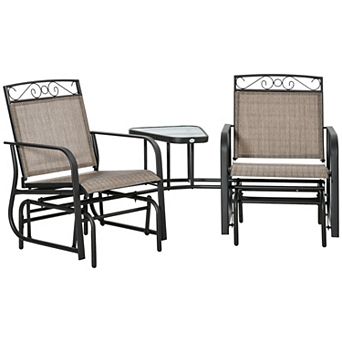 Patio Glider Rocking Chair Bench Loveseat 2 Person Rocker Deck Outdoor Furniture