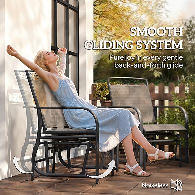 Outsunny 2-Person Outdoor Glider Chair with Coffee Table for Garden,