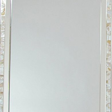 Beveled Mirror with Mother of Pearl Strip Accent, Silver